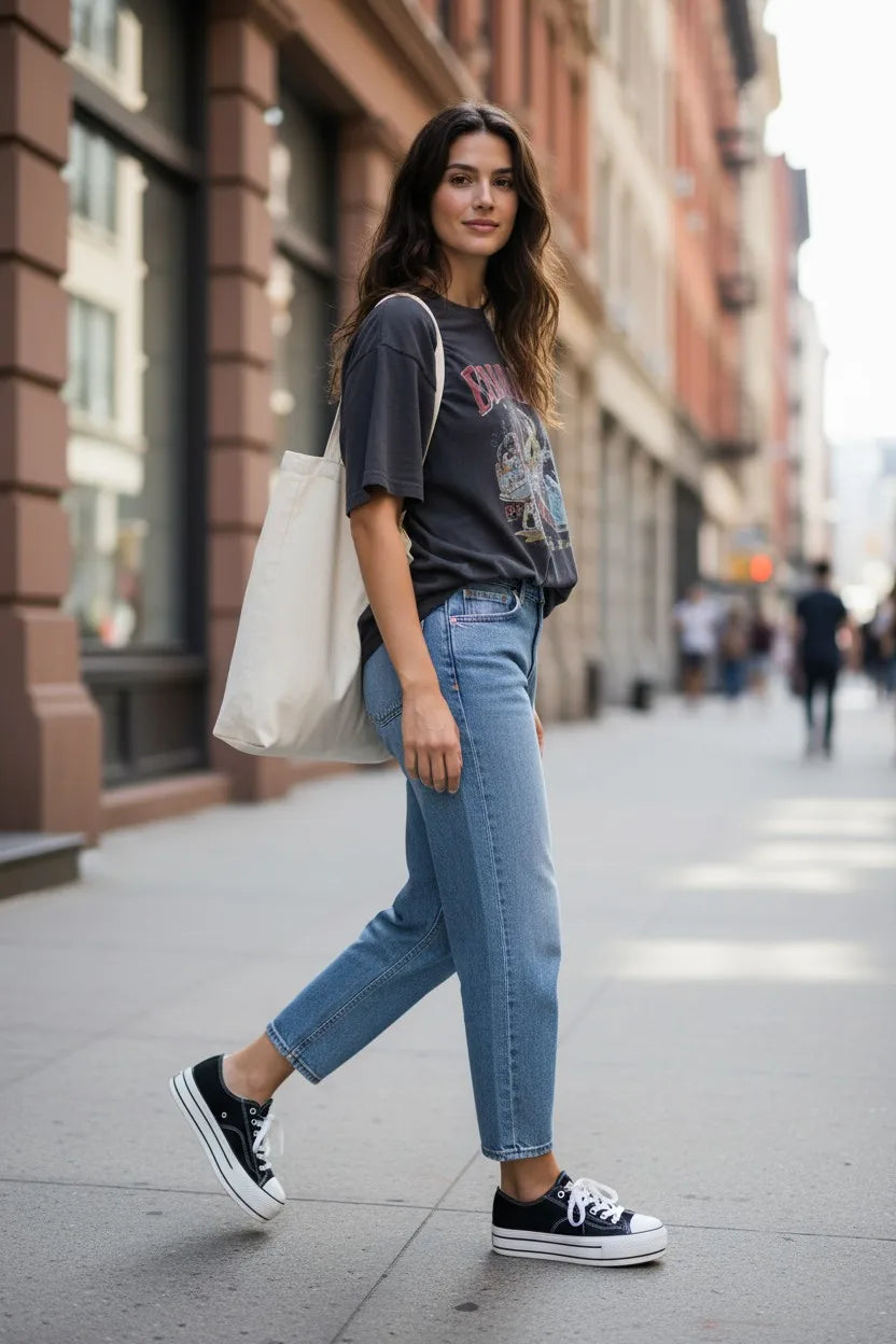 Zapatillas Urbanas Negras – Diseño Clásico con Plataforma