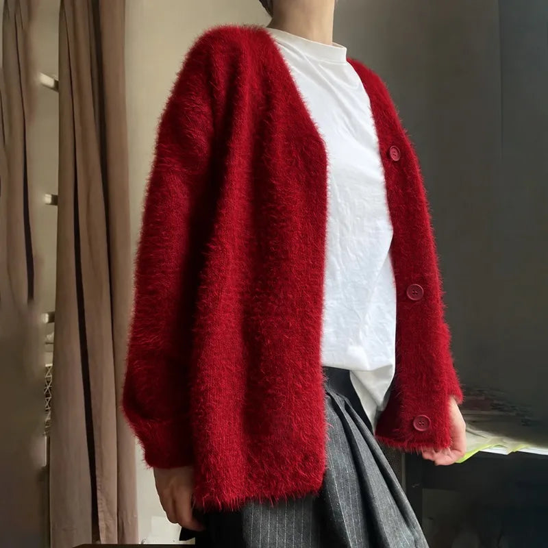 Cárdigan de Mujer – Punto Grueso, Cuello en V y Estilo Elegante