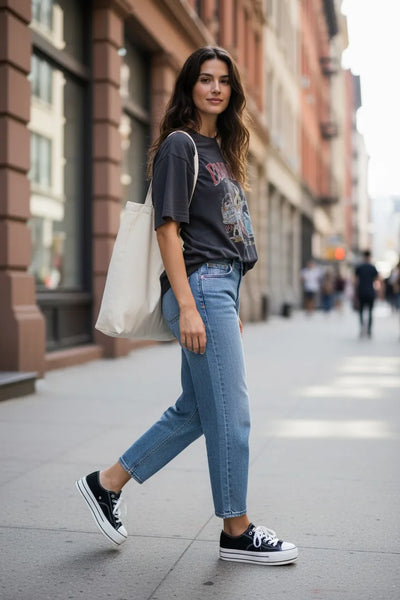 Zapatillas Urbanas Negras – Diseño Clásico con Plataforma