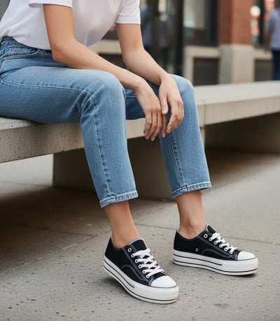 Zapatillas Urbanas Negras – Diseño Clásico con Plataforma