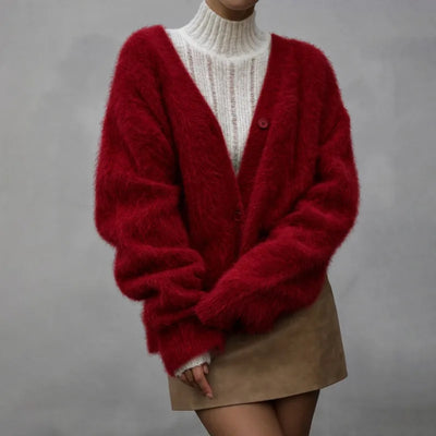 Cárdigan de Mujer – Punto Grueso, Cuello en V y Estilo Elegante