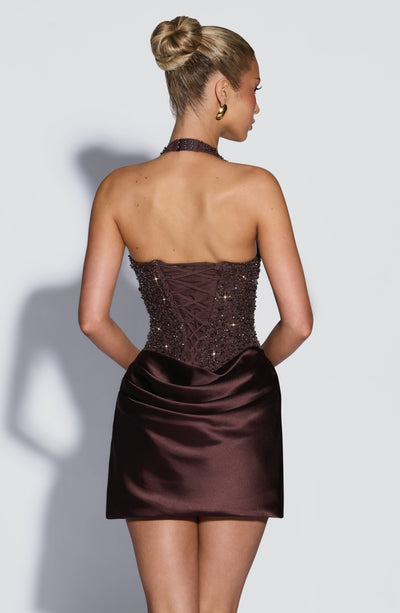 Vestido Mini Adessa - Marrón Ciruela