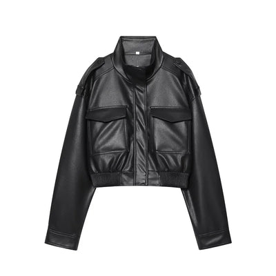 Chaqueta de Cuero Sintético para Mujer – Diseño Corto y Estilo Elegante