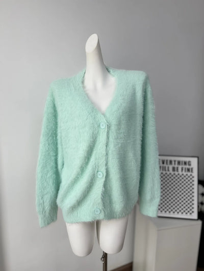 Cárdigan de Mujer – Punto Grueso, Cuello en V y Estilo Elegante