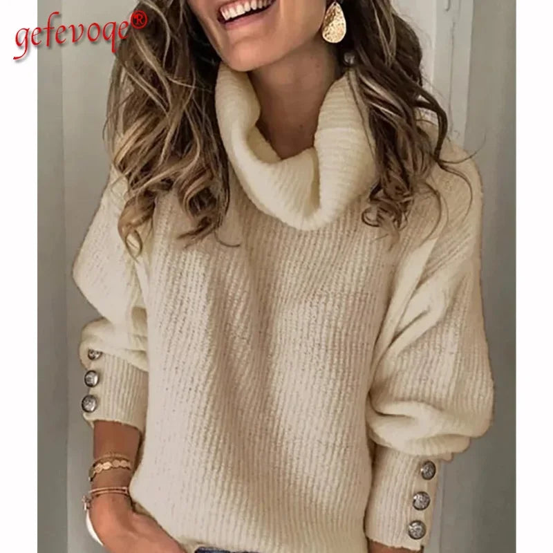 Suéter de Mujer – Cuello Alto y Diseño Casual Elegante