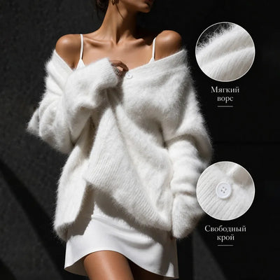 Cárdigan de Mujer – Punto Grueso, Cuello en V y Estilo Elegante