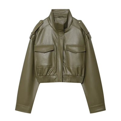 Chaqueta de Cuero Sintético para Mujer – Diseño Corto y Estilo Elegante