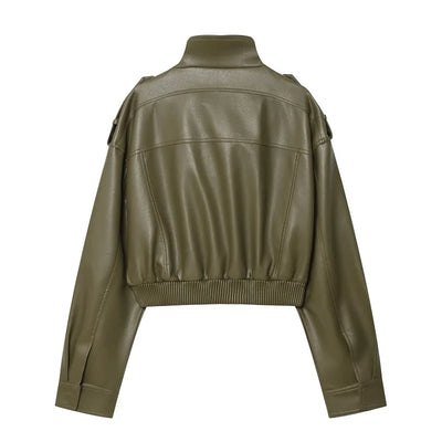Chaqueta de Cuero Sintético para Mujer – Diseño Corto y Estilo Elegante