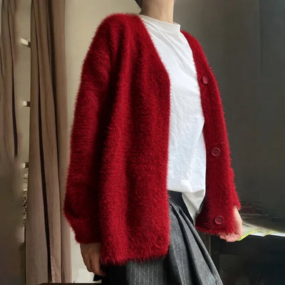 Cárdigan de Mujer – Punto Grueso, Cuello en V y Estilo Elegante