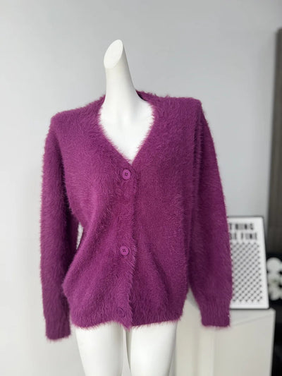 Cárdigan de Mujer – Punto Grueso, Cuello en V y Estilo Elegante