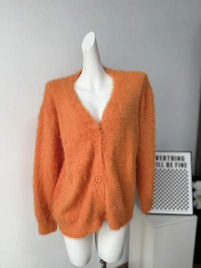 Cárdigan de Mujer – Punto Grueso, Cuello en V y Estilo Elegante